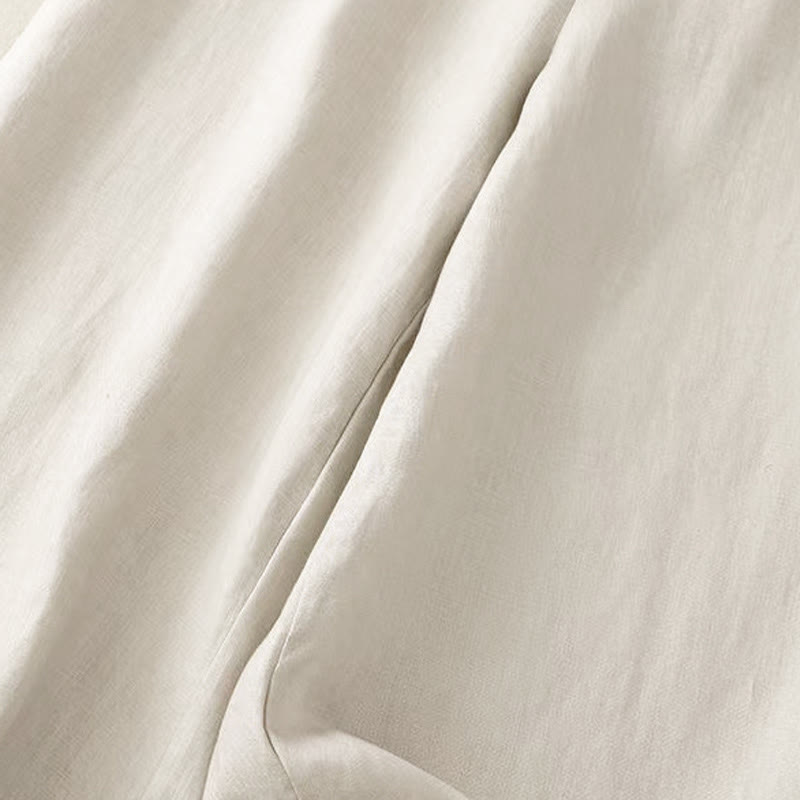 Van Dame Casual Effen Kleur Eén Knop Vrouwen Capri Wijde Pantalon Met Zakken