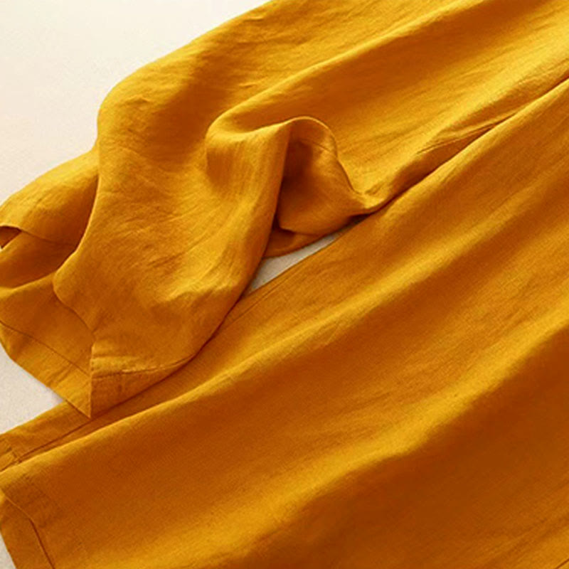 Van Dame Casual Effen Kleur Eén Knop Vrouwen Capri Wijde Pantalon Met Zakken