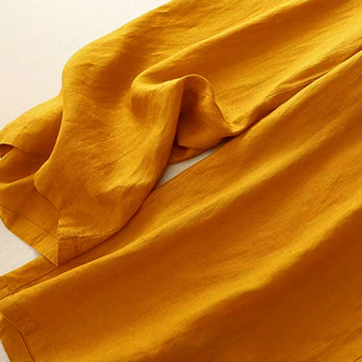 Van Dame Casual Effen Kleur Eén Knop Vrouwen Capri Wijde Pantalon Met Zakken