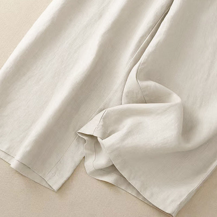 Van Dame Casual Effen Kleur Eén Knop Vrouwen Capri Wijde Pantalon Met Zakken