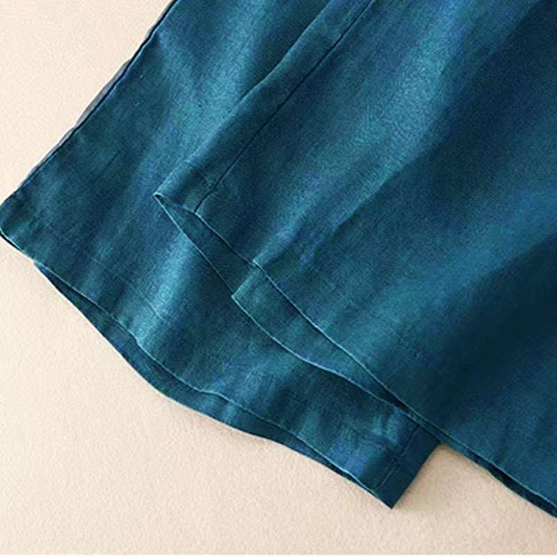 Van Dame Casual Effen Kleur Eén Knop Vrouwen Capri Wijde Pantalon Met Zakken