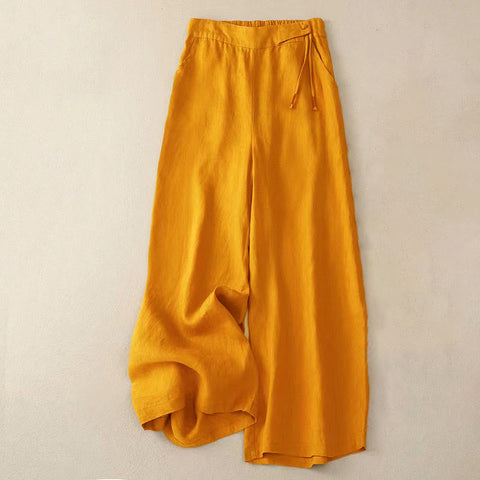 Van Dame Casual Effen Kleur Eén Knop Vrouwen Capri Wijde Pantalon Met Zakken