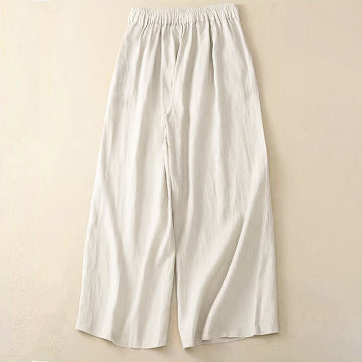 Van Dame Casual Effen Kleur Eén Knop Vrouwen Capri Wijde Pantalon Met Zakken