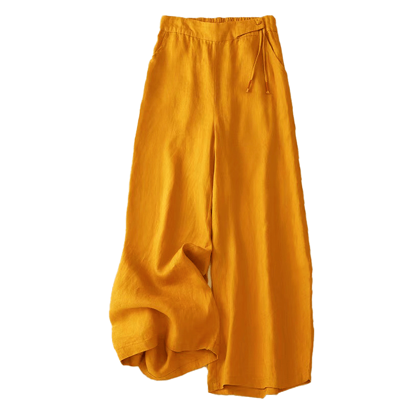 Van Dame Casual Effen Kleur Eén Knop Vrouwen Capri Wijde Pantalon Met Zakken
