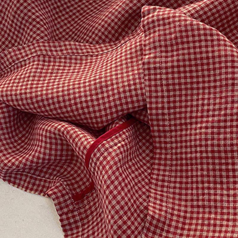Van Dame Casual Effen Handgemaakte Geruite Midi Jurk Katoenen Mouwloze Jurk Met Zakken