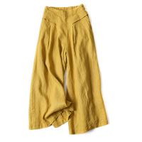 Van Dame Effen Kleur Katoen Linnen Hoge Taille Wijde Pijpen Broek Met Zakken