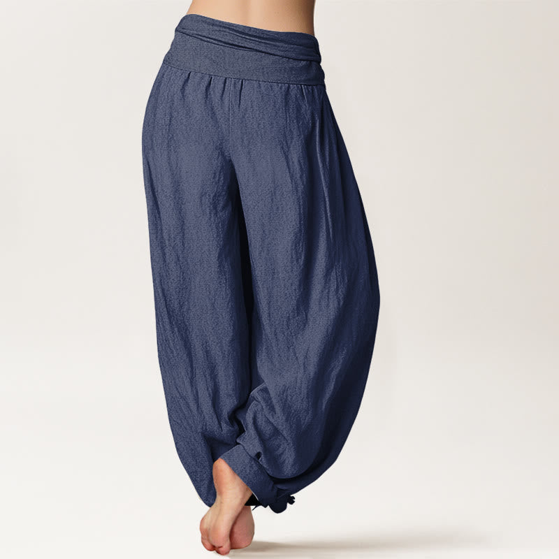 Van Dame Blooming Lotus Om Symbool Patroon Vrouwen Elastische Taille Harem Katoenen Broek