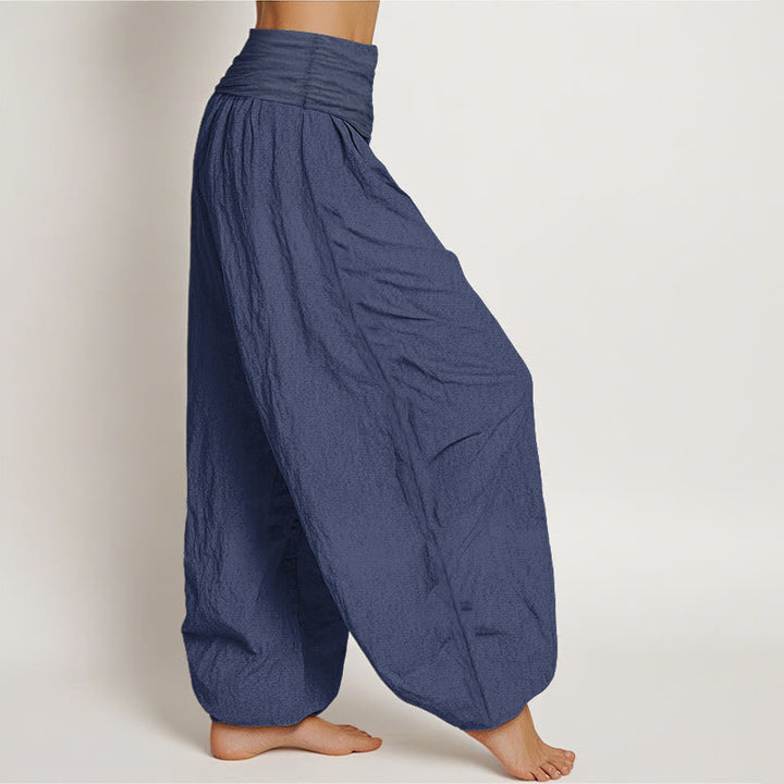 Van Dame Blooming Lotus Om Symbool Patroon Vrouwen Elastische Taille Harem Katoenen Broek