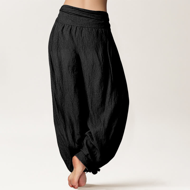 Van Dame Blooming Lotus Om Symbool Patroon Vrouwen Elastische Taille Harem Katoenen Broek
