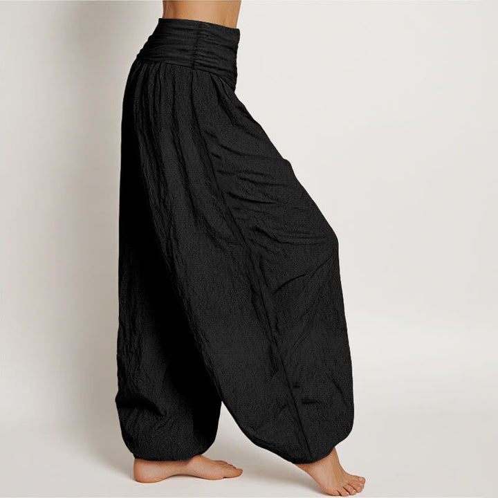 Van Dame Blooming Lotus Om Symbool Patroon Vrouwen Elastische Taille Harem Katoenen Broek