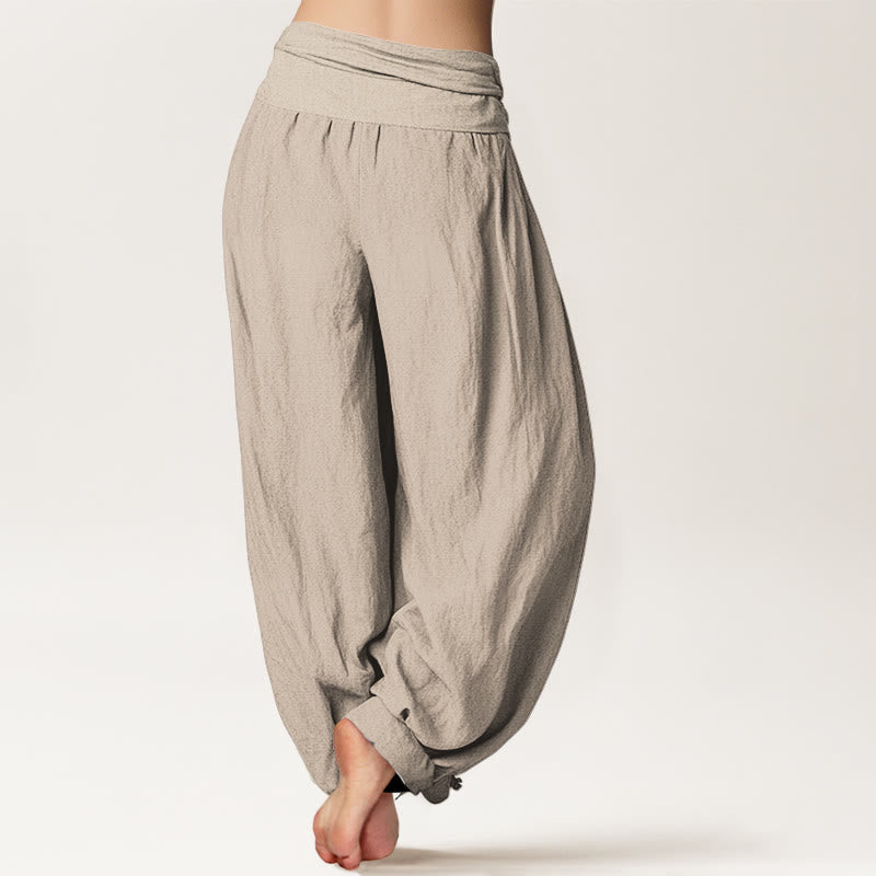 Van Dame Blooming Lotus Om Symbool Patroon Vrouwen Elastische Taille Harem Katoenen Broek
