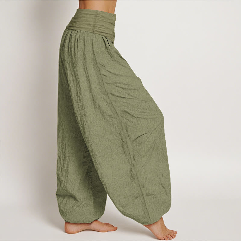 Van Dame Blooming Lotus Om Symbool Patroon Vrouwen Elastische Taille Harem Katoenen Broek