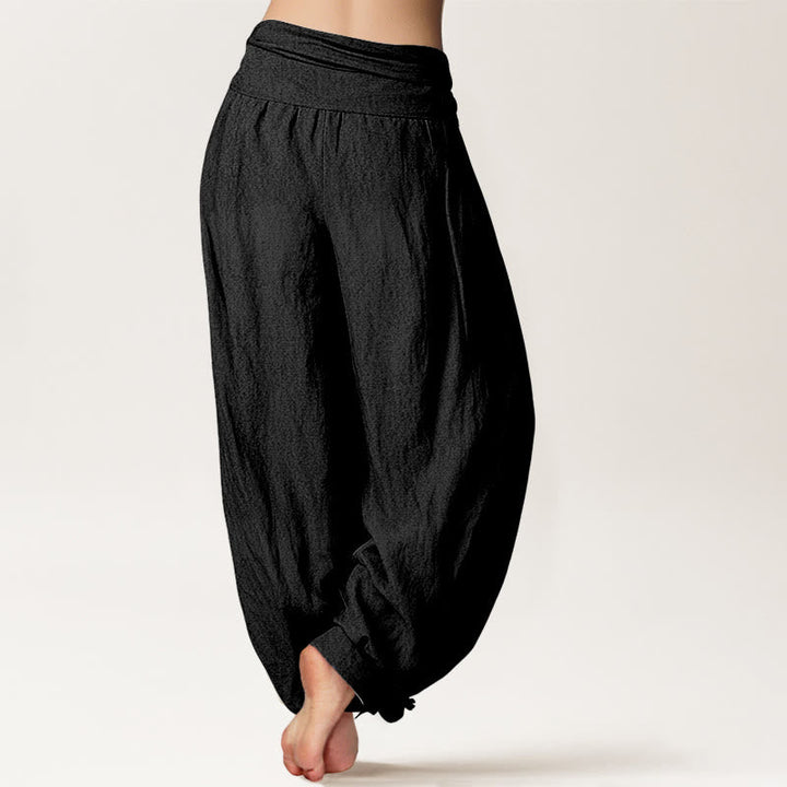 Van Dame Zon Maan Sterren Patroon Dames Elastische Taille Harem Pure Katoenen Broek