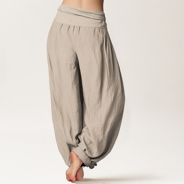 Van Dame Zon Maan Sterren Patroon Dames Elastische Taille Harem Pure Katoenen Broek