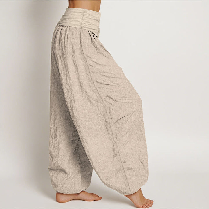 Van Dame Zon Maan Sterren Patroon Dames Elastische Taille Harem Pure Katoenen Broek