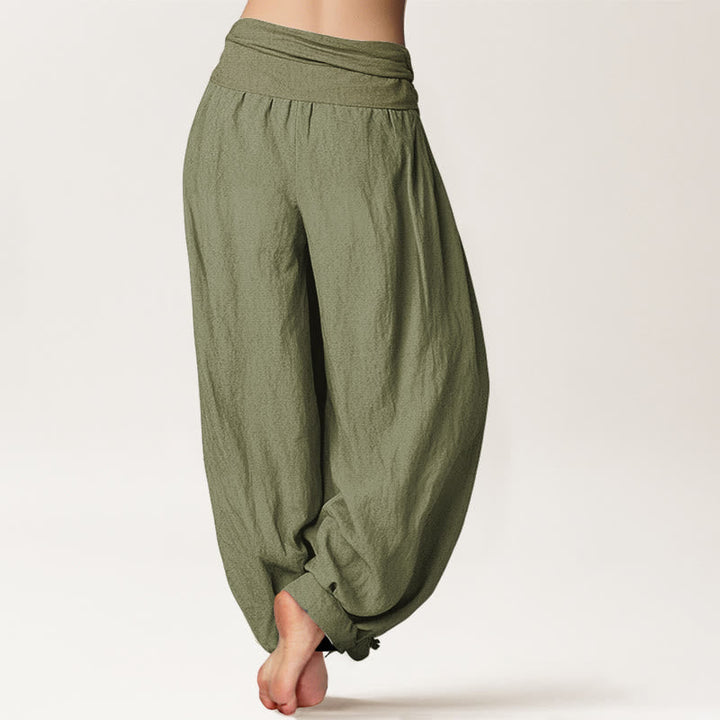 Van Dame Zon Maan Sterren Patroon Dames Elastische Taille Harem Pure Katoenen Broek