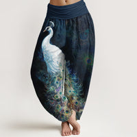 Van Dame Pure Katoen Prachtig Pauwenpatroon Dames Elastische Taille Harem Broek