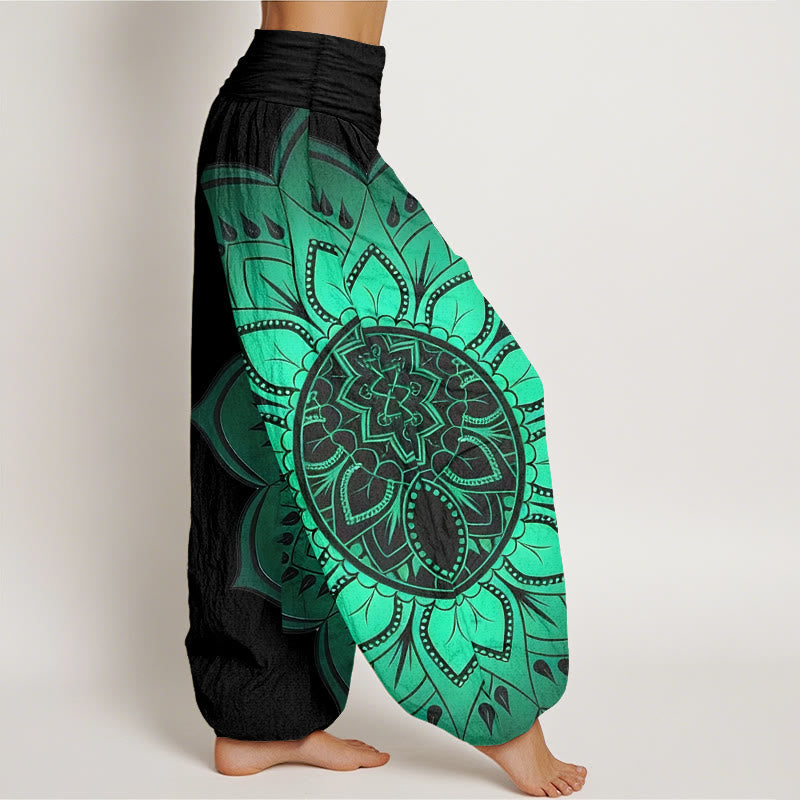 Van Dame Katoen Symmetrisch Mandala Patroon Dames Elastische Taille Harem Broek