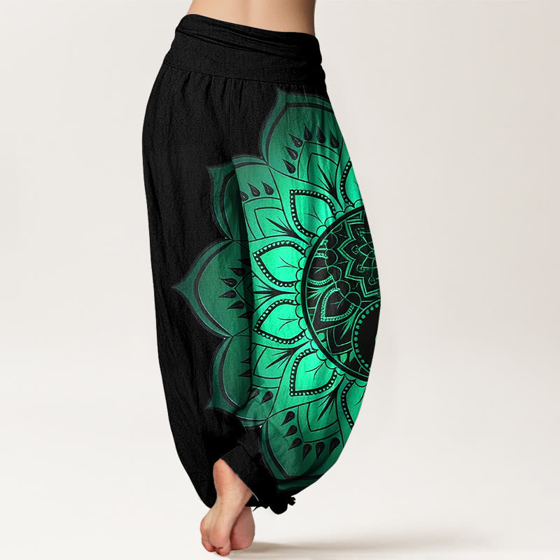 Van Dame Katoen Symmetrisch Mandala Patroon Dames Elastische Taille Harem Broek
