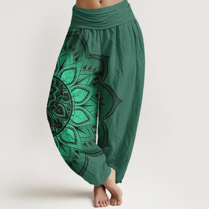 Van Dame Katoen Symmetrisch Mandala Patroon Dames Elastische Taille Harem Broek