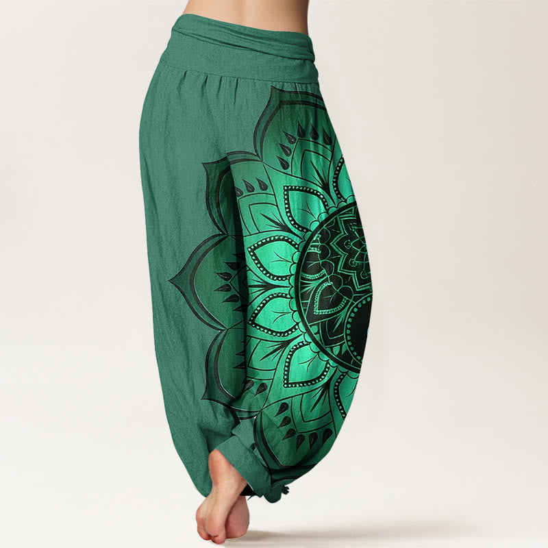 Van Dame Katoen Symmetrisch Mandala Patroon Dames Elastische Taille Harem Broek
