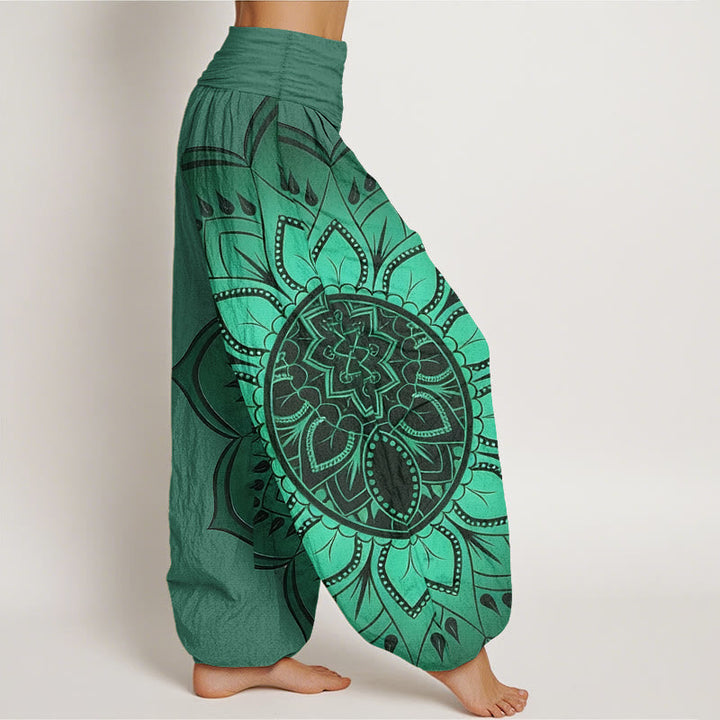 Van Dame Katoen Symmetrisch Mandala Patroon Dames Elastische Taille Harem Broek