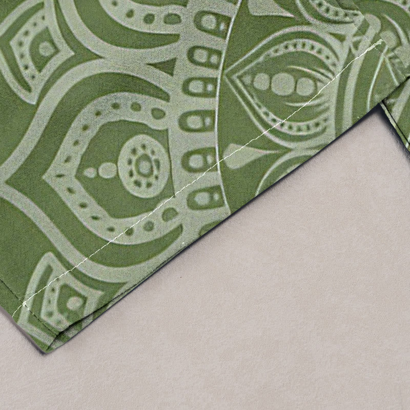 Pure Cotton Mandala Patroon Vrouwen Elastische Taille Broek Met Zakken