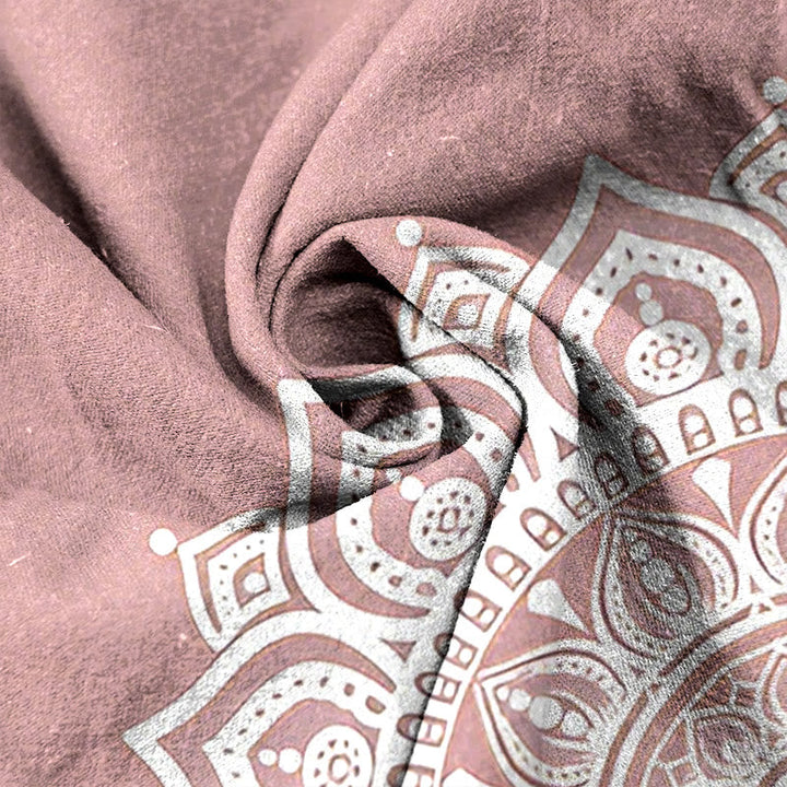 Pure Cotton Mandala Patroon Vrouwen Elastische Taille Broek Met Zakken