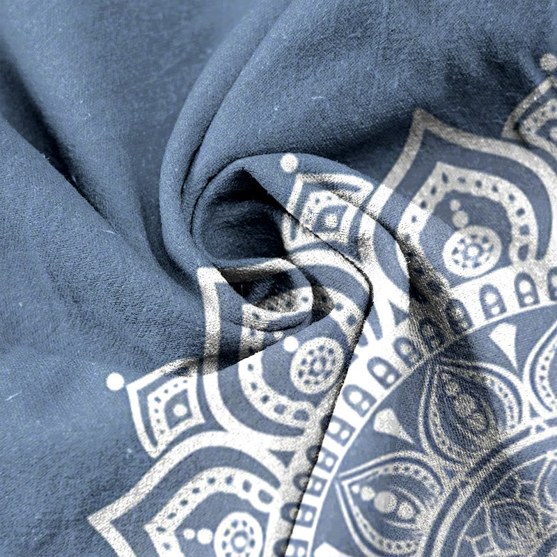 Pure Cotton Mandala Patroon Vrouwen Elastische Taille Broek Met Zakken