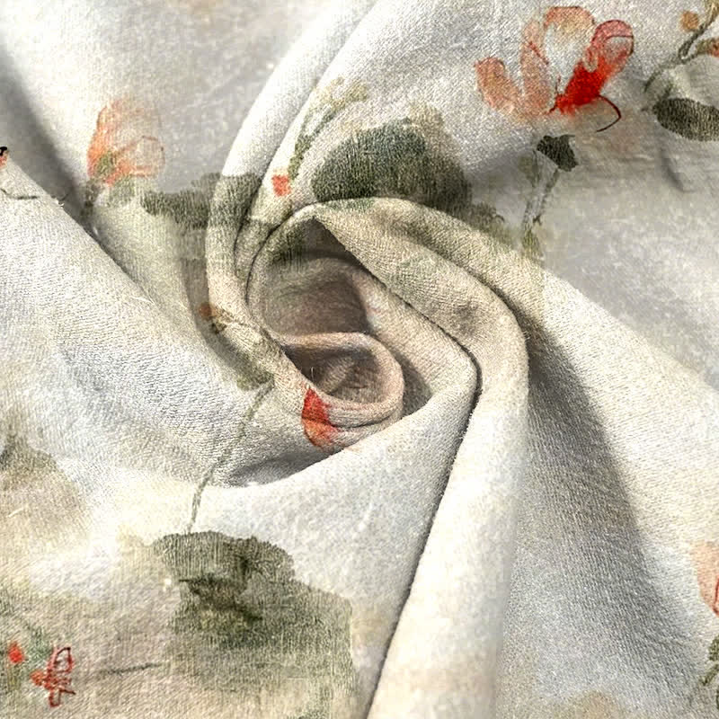 Pure Katoen Vlinder Bloemen Patroon Print Damesbroeken Met Zakken