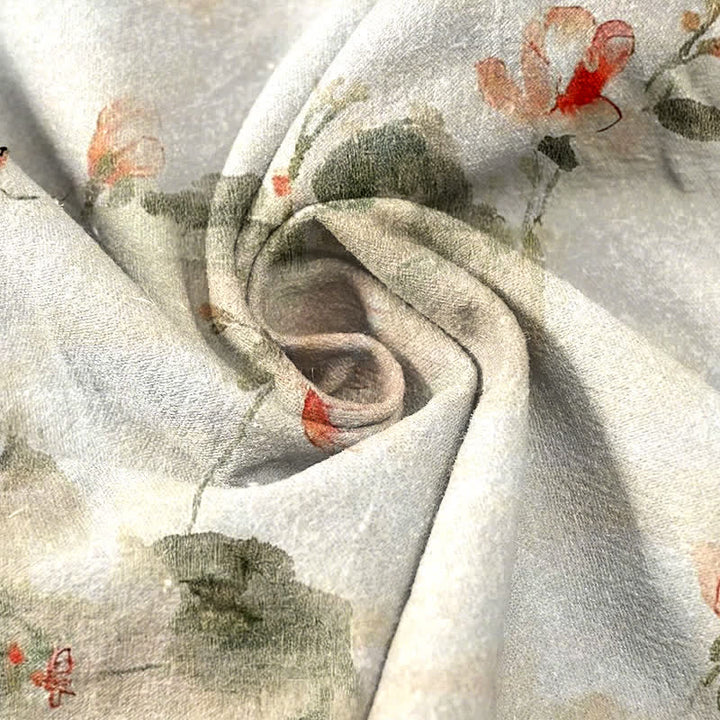 Pure Katoen Vlinder Bloemen Patroon Print Damesbroeken Met Zakken