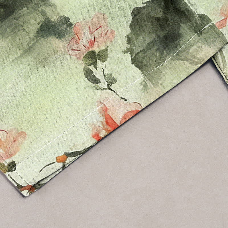 Pure Katoen Vlinder Bloemen Patroon Print Damesbroeken Met Zakken