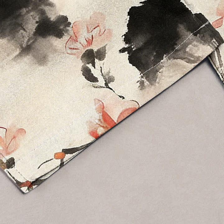 Pure Katoen Vlinder Bloemen Patroon Print Damesbroeken Met Zakken