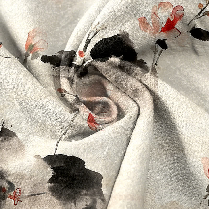 Pure Katoen Vlinder Bloemen Patroon Print Damesbroeken Met Zakken