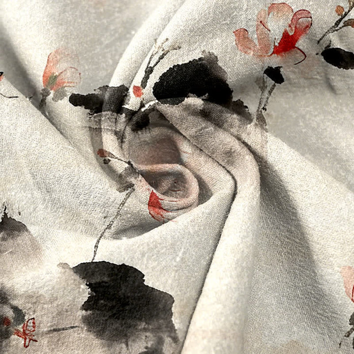 Pure Katoen Vlinder Bloemen Patroon Print Damesbroeken Met Zakken