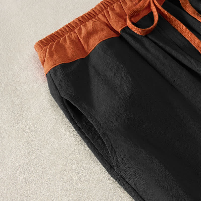 Van Dame Lente Casual Touwsluiting Effen Katoenen Dames Harem Broek Met Zakken