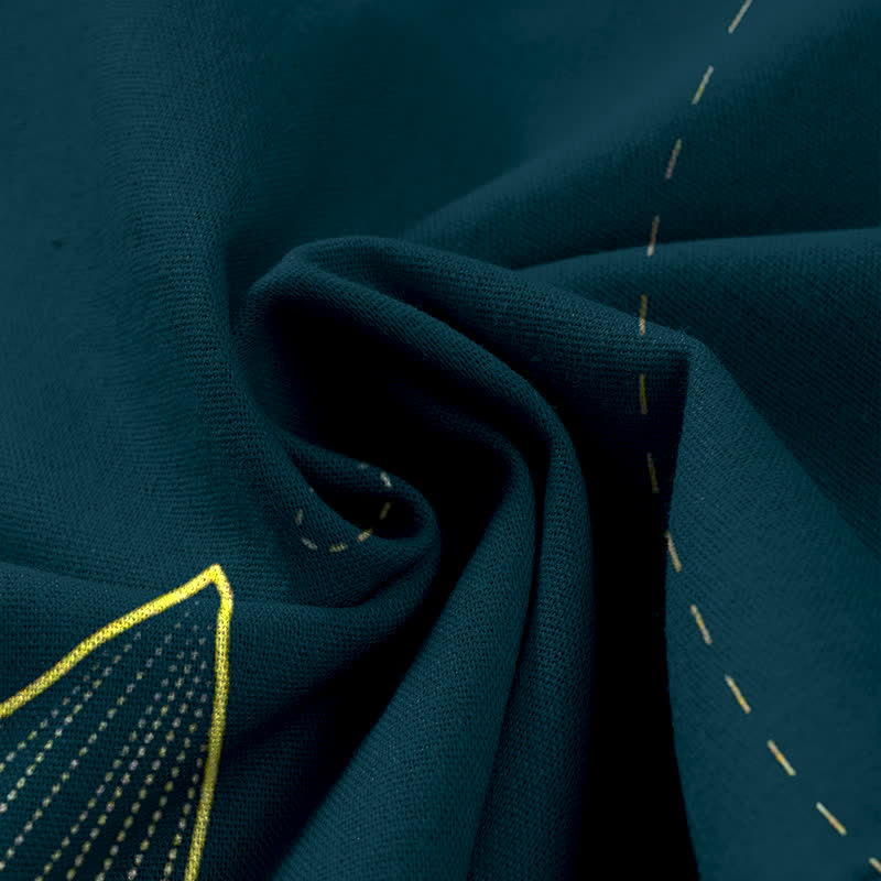 Katoen Linnen Lotus Lijn Kunstpatroon Dames Elastische Taille Wijde Pantalon Met Zakken