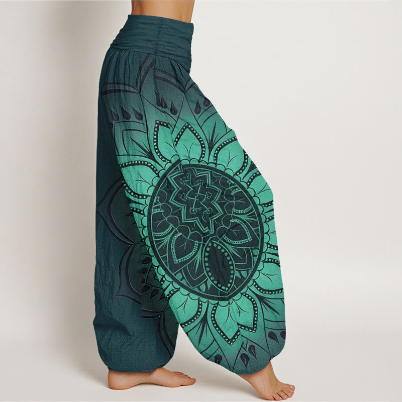 Van Dame Katoen Symmetrisch Mandala Patroon Dames Elastische Taille Harem Broek