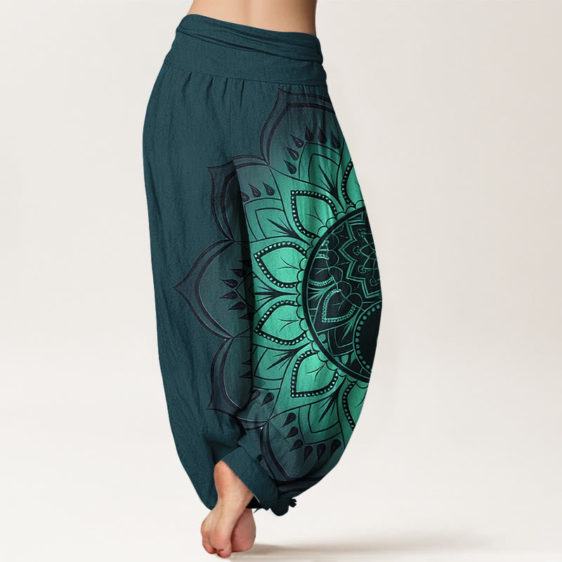 Van Dame Katoen Symmetrisch Mandala Patroon Dames Elastische Taille Harem Broek