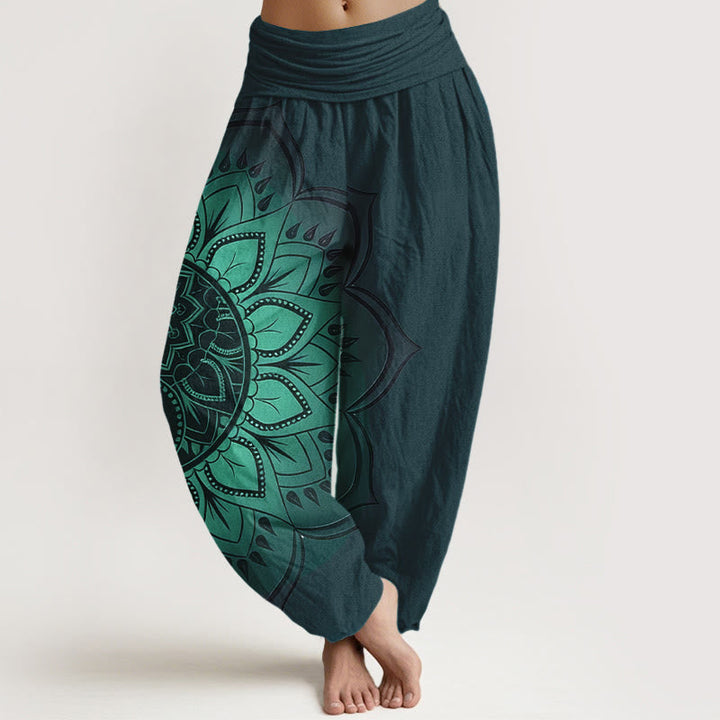 Van Dame Katoen Symmetrisch Mandala Patroon Dames Elastische Taille Harem Broek