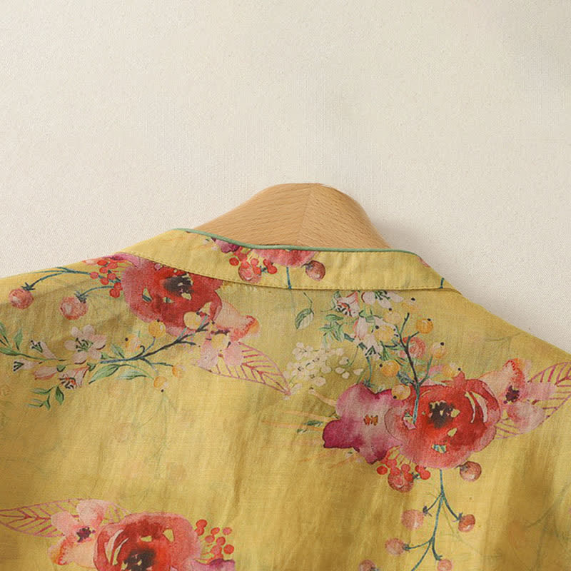 Zomer Tang Stijl Vintage Kikker Knop Orchidee Bloemen Dames Mouwloze Shirts Tanktop