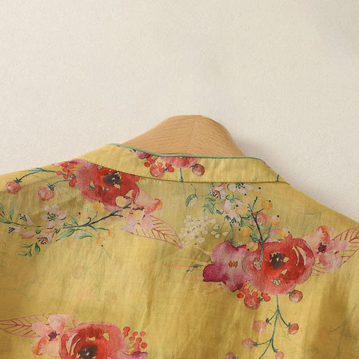 Zomer Tang Stijl Vintage Kikker Knop Orchidee Bloemen Dames Mouwloze Shirts Tanktop