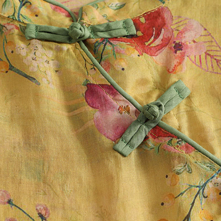 Zomer Tang Stijl Vintage Kikker Knop Orchidee Bloemen Dames Mouwloze Shirts Tanktop