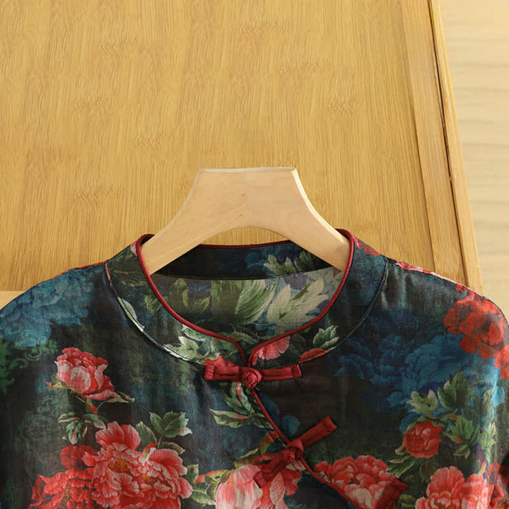 Zomer Tang Stijl Vintage Kikker Knop Orchidee Bloemen Dames Mouwloze Shirts Tanktop