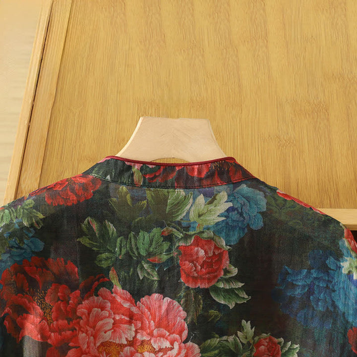 Zomer Tang Stijl Vintage Kikker Knop Orchidee Bloemen Dames Mouwloze Shirts Tanktop