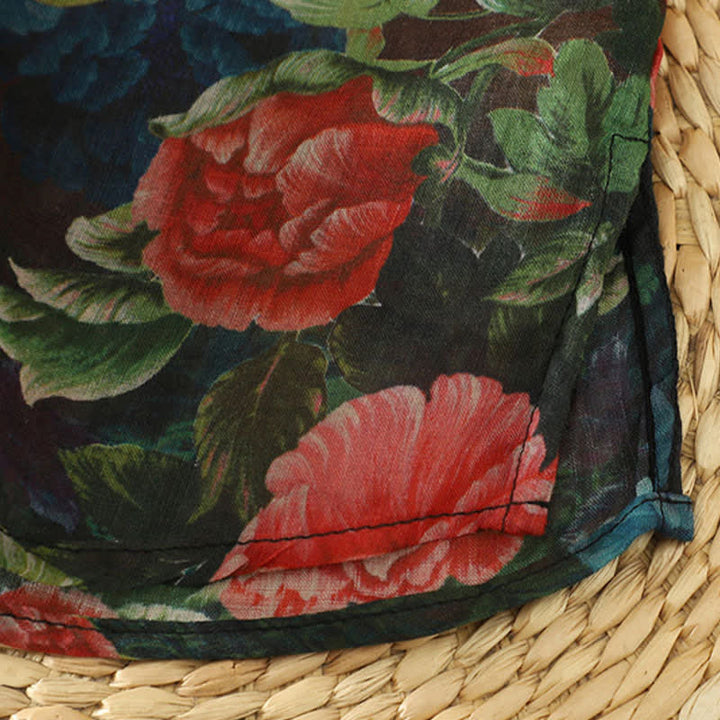 Zomer Tang Stijl Vintage Kikker Knop Orchidee Bloemen Dames Mouwloze Shirts Tanktop