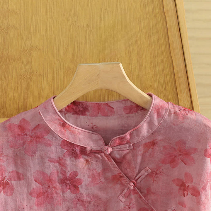 Zomer Tang Stijl Vintage Kikker Knop Orchidee Bloemen Dames Mouwloze Shirts Tanktop