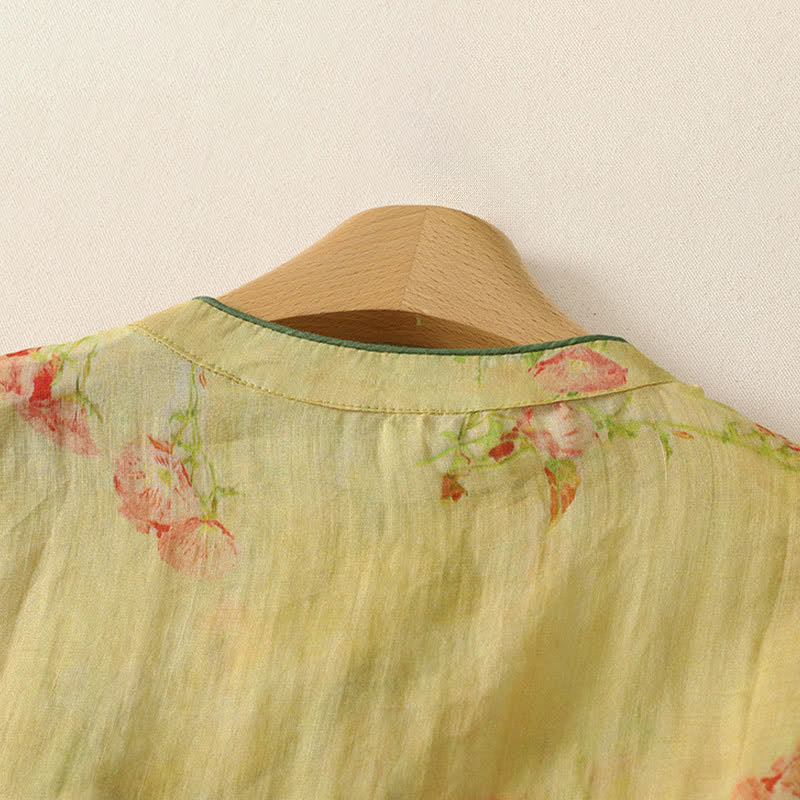 Zomer Tang Stijl Vintage Kikker Knop Orchidee Bloemen Dames Mouwloze Shirts Tanktop