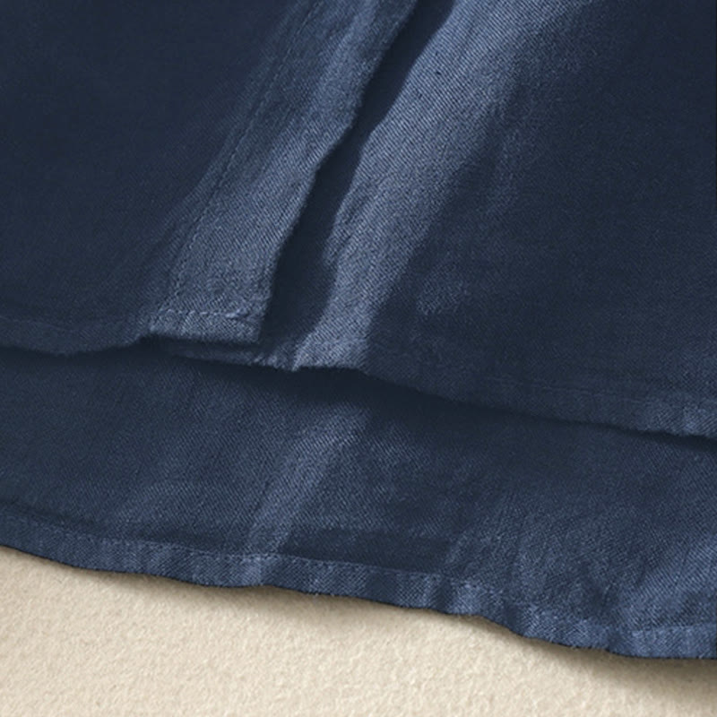Zomer Effen Rode Knopen Korte Mouwen Dames Shirt