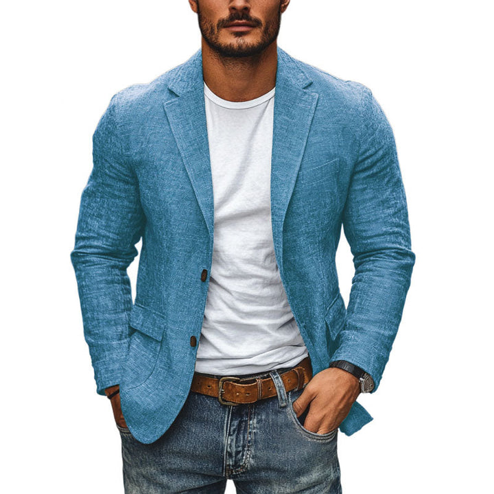 【24 uur verzending】 Heren Casual Katoen Linnen Notch Revers Eengestrekte Slank-fit Blazer 34577242M